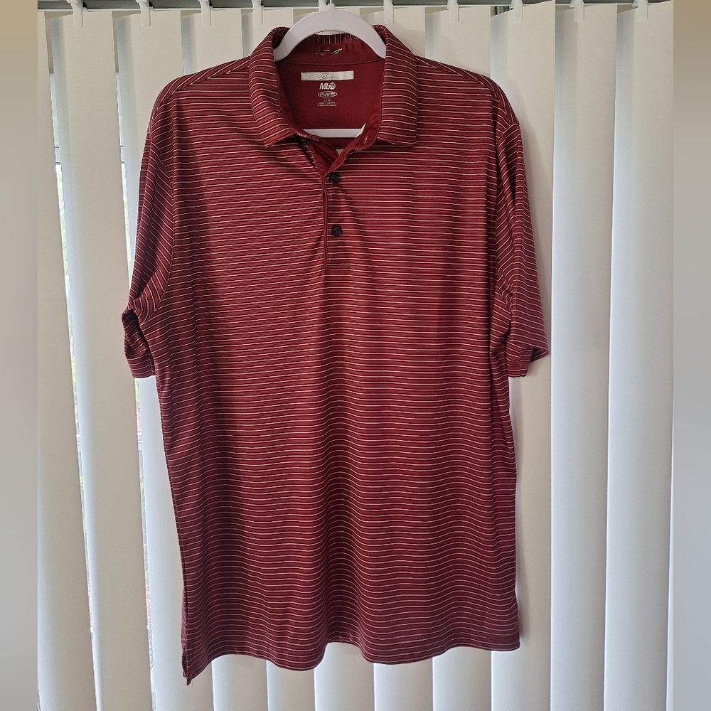 Greg Norman Play Dry ML75 Striped Polo Golf Shirt